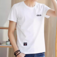 短袖男士夏季t恤圆领印花韩版潮流修身半袖上衣白色打底体恤服装
